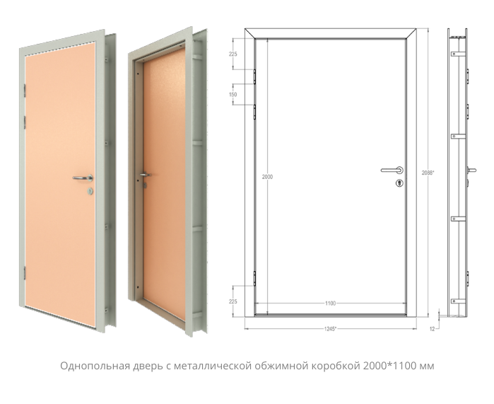 Установочные размеры двери в металлической коробке